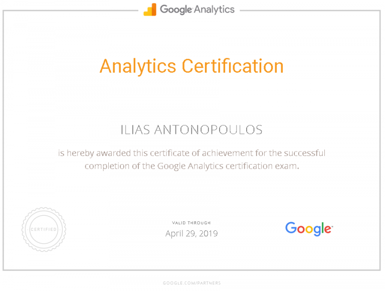 Google Analytics Certification Ilias Antonopoulos