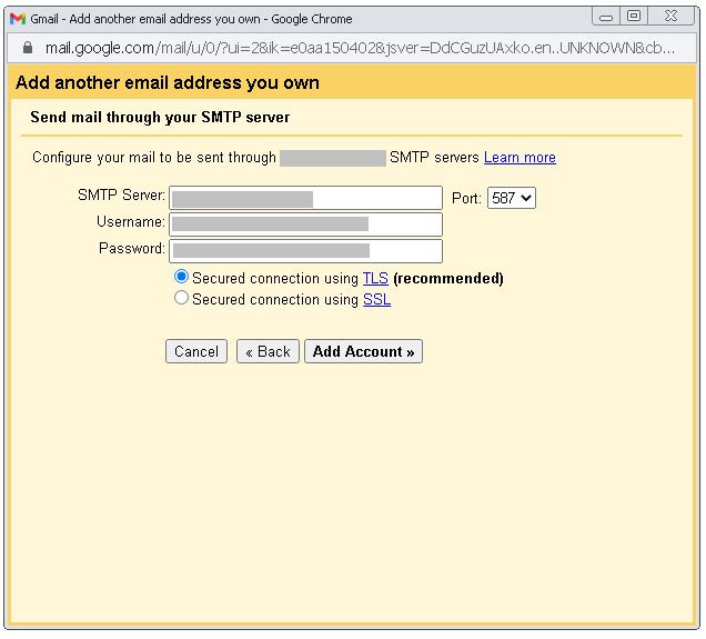 Gmail. Send mail through your SMTP server